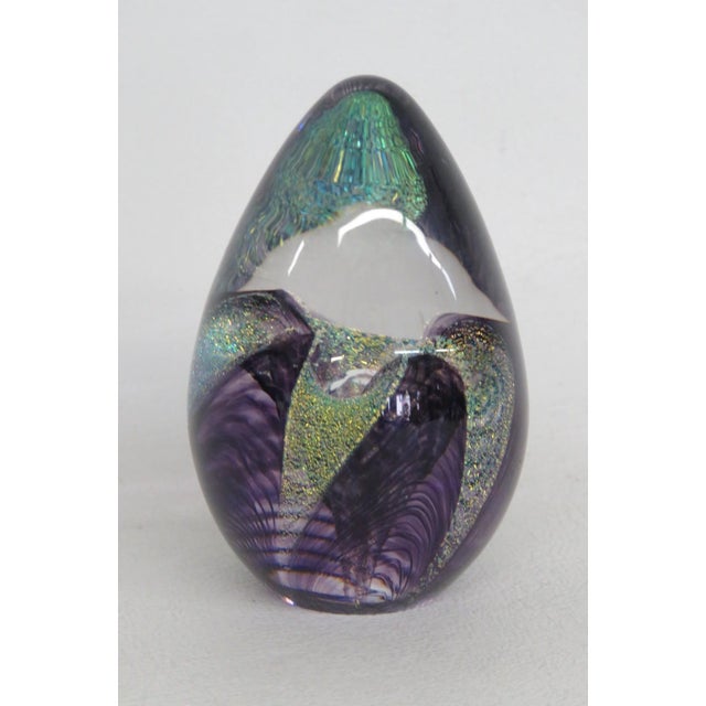 Purple Glass Eye Studio Ges Purple Passion Flower Dichroic Art Egg Paperweight 5194b For Sale - Image 8 of 14