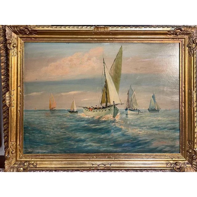 U. Montini, Marina, 1900s, Oil on Panel, Framed For Sale - Image 9 of 9