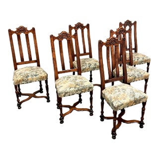 Set of 6 Antique Liegoise Louis Xiv Dining Chairs For Sale