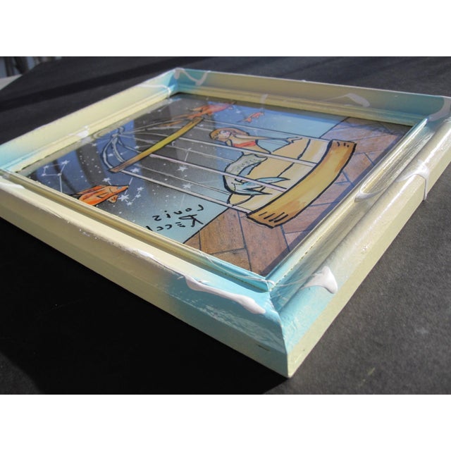 Misplaced Mermaid by Louis Recchia | Mixed-media acrylic on plexiglas Mermaid in a cage with fish. For Sale - Image 4 of 5