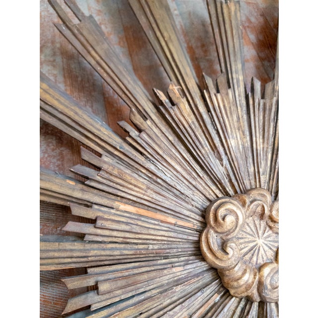 Wood 19th or 20th Century Italian Baroque Style Giltwood Carved Sunburst For Sale - Image 7 of 18