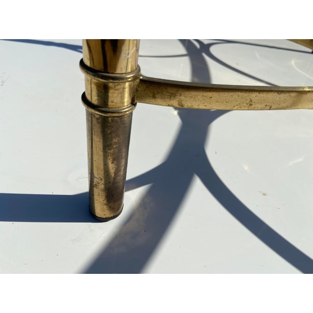 1970s Vintage Mid Century Cocktail Labarge Style Brass and Glass Oval Coffee Table For Sale - Image 5 of 17