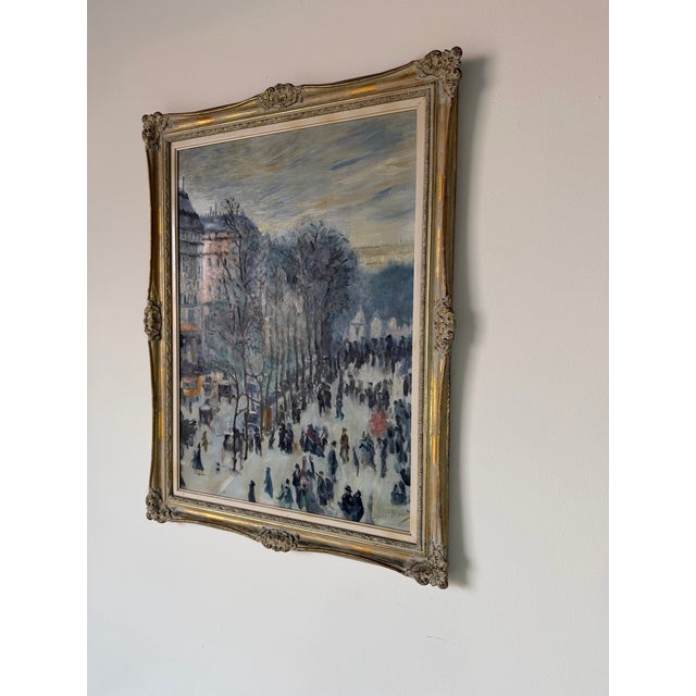 1960s Vintage Impressionist Parisian Boulevard Landscape Oil on Canvas Painting, After Claude Monet For Sale - Image 5 of 13