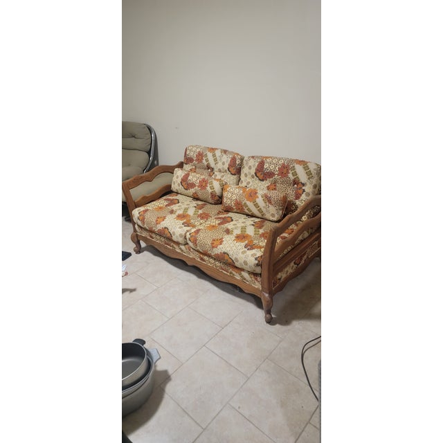 Mid-Century Modern 1970s Mohasco / Trendline Butterfly Loveseat in Original Floral Upholstery For Sale - Image 3 of 3