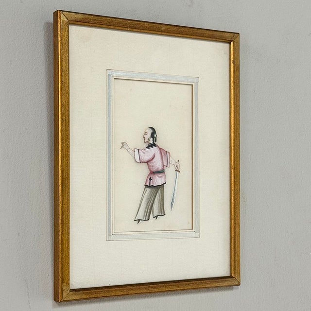 Set of Four Framed 18th Century Japanese Hand-Painted Figures For Sale - Image 15 of 16