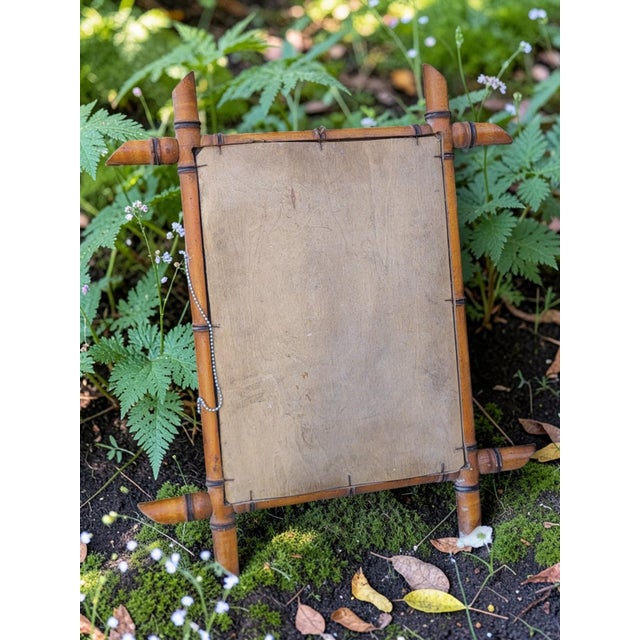 1960s Vintage Bamboo-Style Wooden Mirror, 1960s For Sale - Image 5 of 6