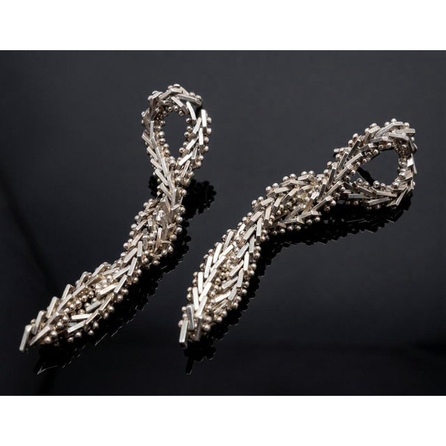 Contemporary 1970s Milor Sterling Silver Braided Bracelet and Earrings Set, 3 Pieces For Sale - Image 3 of 5