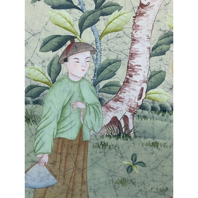 2020s W36"*h90"/Panel, a Set of 18th Century Vintage Style Hand-Painted Chinoiserie Silk Wallpaper, Chinoiserie Panels , No Frame For Sale - Image 5 of 12
