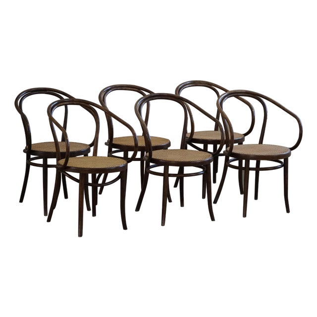 Mid-Century Vienna Chairs in Beech & Cane by ZPM Radomsko for Thonet 1960s, Set of 6 For Sale