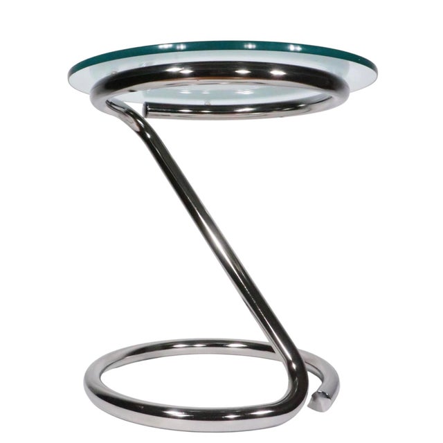 Mid Century Space Age Chrome Base Glass Top Table C. 1960/70's For Sale - Image 13 of 14