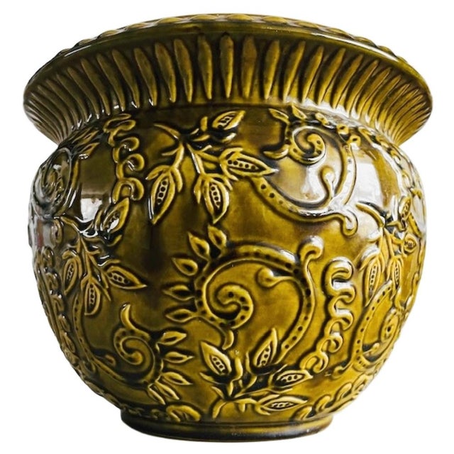 Mid-Century Majolica Planter fron Uebelacker Keramik, West Germany, 1960s For Sale - Image 4 of 8