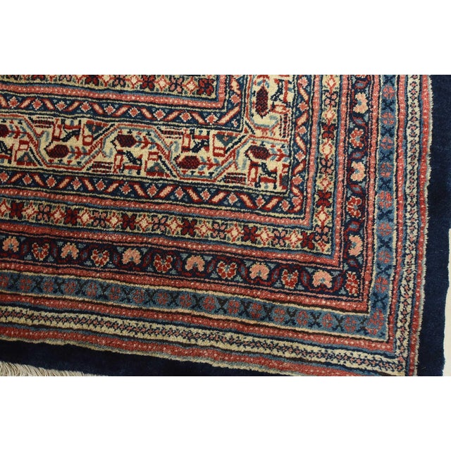 Mir Rug 10'6'' X 15'8'' Blue Wool Vintage Traditional Hand-Knotted Carpet For Sale - Image 4 of 15