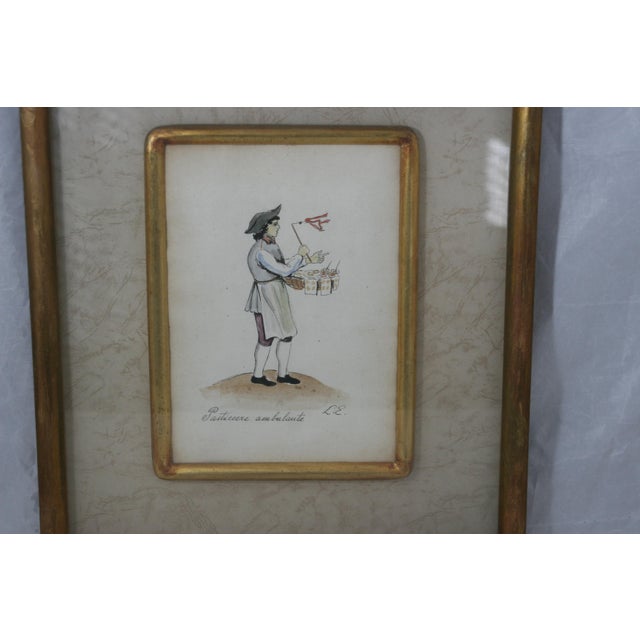 Italian Early 20th Century Framed Italian Watercolor Street Cry Traveling Pastry Chef Painting "Pasticcere Ambulante" For Sale - Image 3 of 12