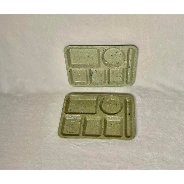 Mid-Century Modern Vintage Texas Ware Dallas Green Confetti Melamine Plastic Divided Tray - Set of 2 For Sale - Image 3 of 10