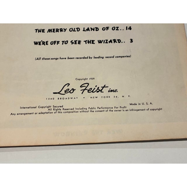 Mid-Century Modern 1939 “Wizard of Oz” Souvenir Music Album | Vintage Film Sheet Music Book For Sale - Image 3 of 11