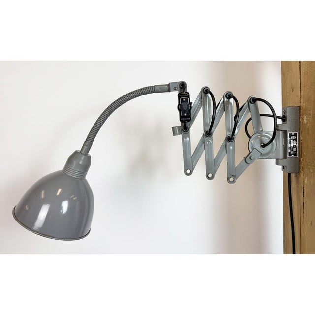 Metal Vintage Industrial Gooseneck Scissor Wall Lamp from Elektroinstala, 1960s For Sale - Image 7 of 18