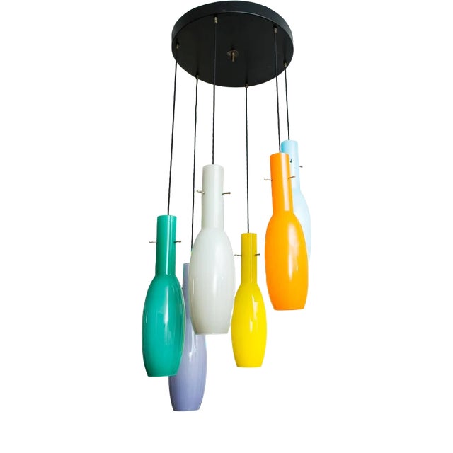 Italian Multicoloured Hanging Ceiling Lamp from Vistosi, 1950s For Sale