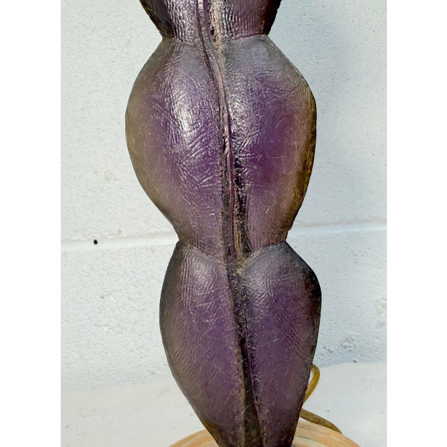 Purple Rare Vintage Handmade MCM Purple Lucite and Pottery Base Electric Table Lamp For Sale - Image 8 of 12