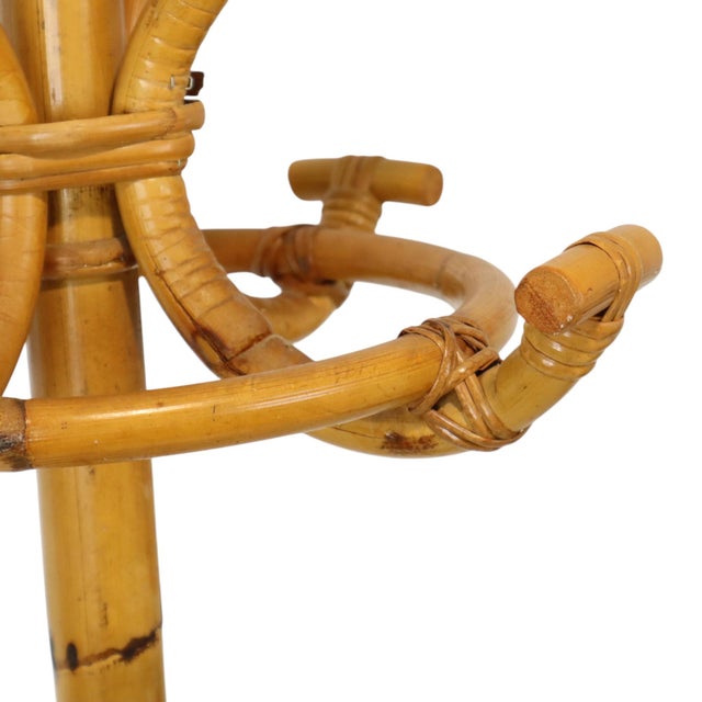 Large Standing Rattan Coat Rack in Brass, 1970s For Sale - Image 12 of 14