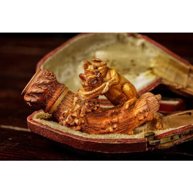 Wood Vintage 1920s Carved Pig Genuine Meerschaum Tobacco Pipe For Sale - Image 7 of 7