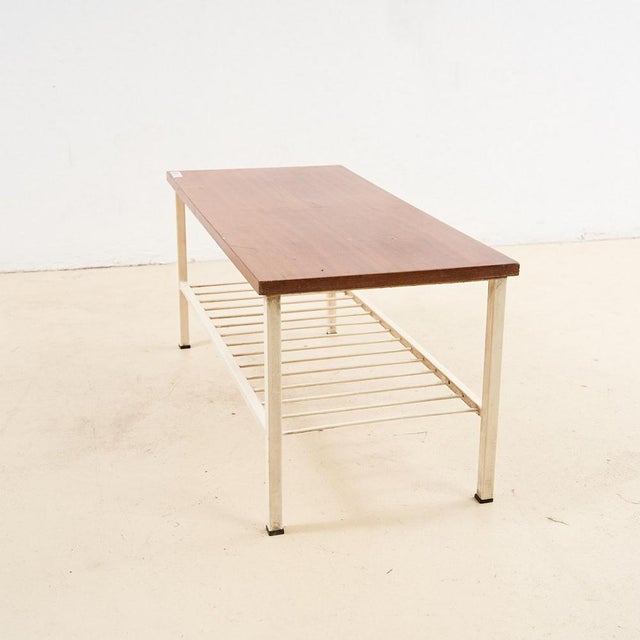 Vintage Teak and White Enameled Iron Coffee Table, 1970s For Sale - Image 5 of 8