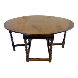 Antique Oak Gateleg 6-Seater Dining Table with Bobbin Turned Legs, 1680 For Sale