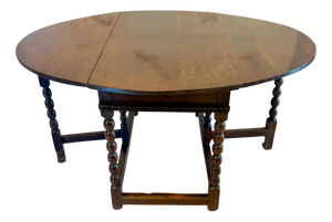 Antique Oak Gateleg 6-Seater Dining Table with Bobbin Turned Legs, 1680