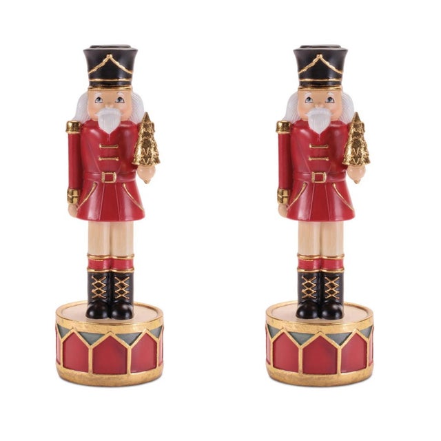 Kenneth Ludwig Chicago Nutcracker Soldier Candle Holder (Set of 2) For Sale - Image 4 of 4