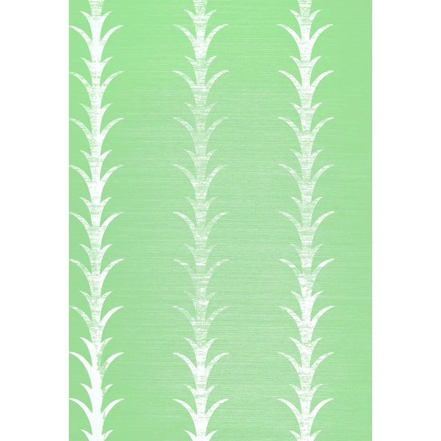 Sample - Schumacher X Celerie Kemble Acanthus Stripe Wallpaper in Seaglass & Chalk For Sale