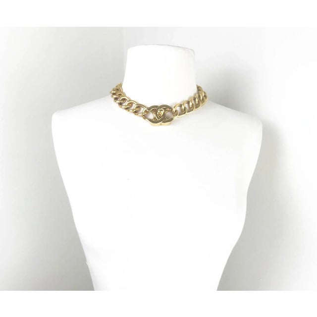 Chanel Super Rare Vintage Gold Plated CC Turnlock Large Chain Choker Necklace *Marked 95 *Made in France *Comes with the...