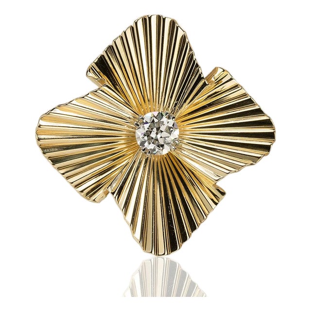 Late 20th Century Retro Period Tiffany & Co Diamond Fan Pin For Sale