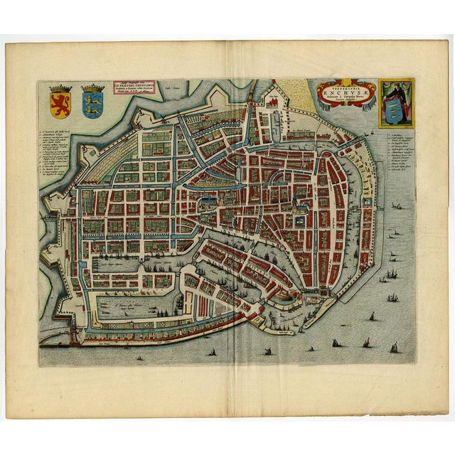 17th Century Blaeu, Bird's-Eye View Plan of Enkhuizen in the Netherlands, 1649, Paper For Sale - Image 5 of 5