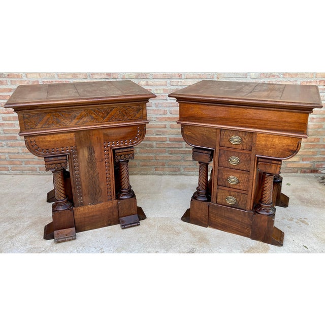 Pair of Spanish Empire Revival Console Tables with Spiral Columns, 1890s For Sale - Image 13 of 17