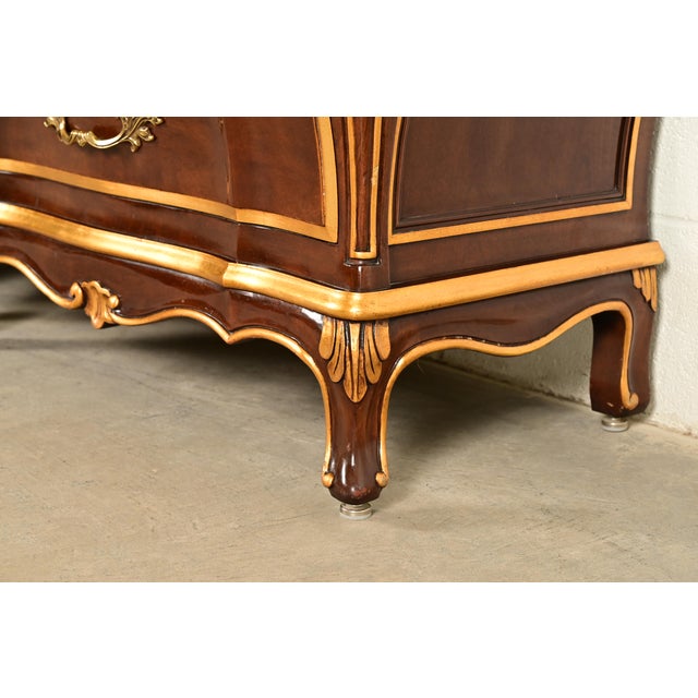 Karges French Provincial Louis XV Burled Walnut and Gold Gilt Bombay Chests of Drawers, Pair For Sale - Image 10 of 16
