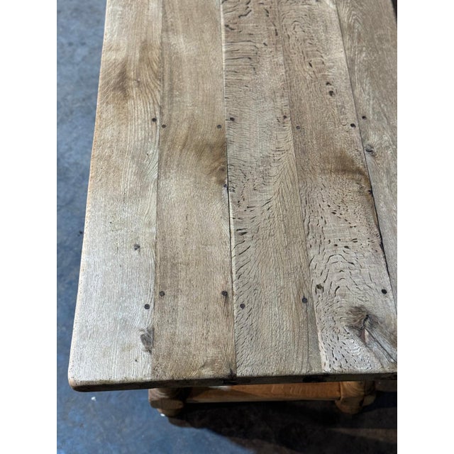 Brown Bleached Oak Farmhouse Dining Table, 1920s For Sale - Image 8 of 18