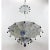 Metal Vintage Two Tiers Upside Down Umbrella Ceiling Chandelier With Bells, White/ Blue in Arabasic Design Style For Sale - Image 7 of 10