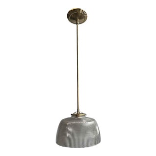 1920s Holophane 9.5 In. Shade Brass Kitchen Pendant Light For Sale