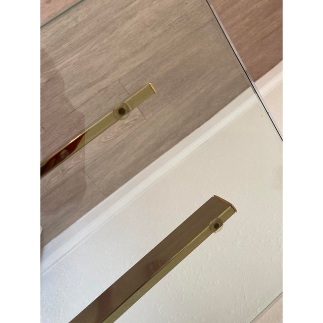 Mid-Century Modern 1970's Italian Travertine Pedestal Base and Glass Top Console For Sale - Image 3 of 10