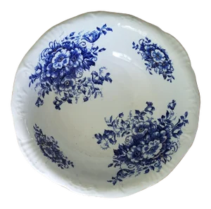 19th Century Floral Blue with Gold Inlay Bowl