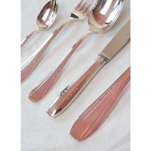 French Cutlery Set for 12 Silver-Plated Metal in a Case from Henri Emil Brille, 1940s, Set of 49 For Sale - Image 10 of 13