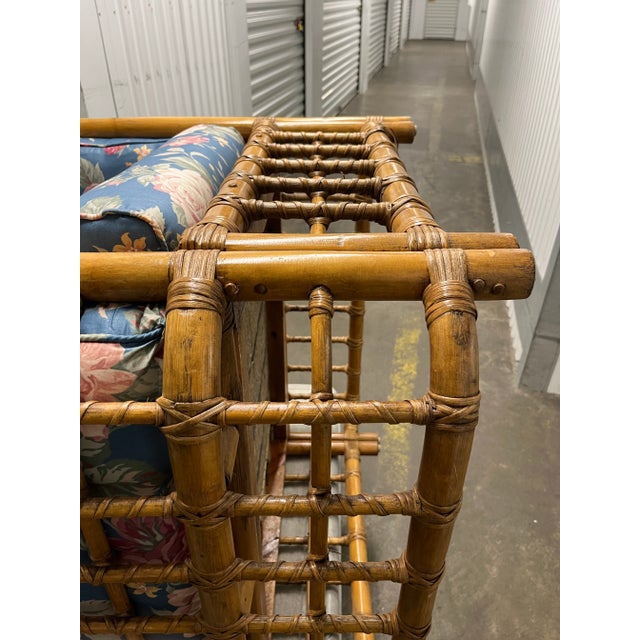 Vintage 1970s Rattan Club Chair With Updated Upholstery For Sale - Image 11 of 11