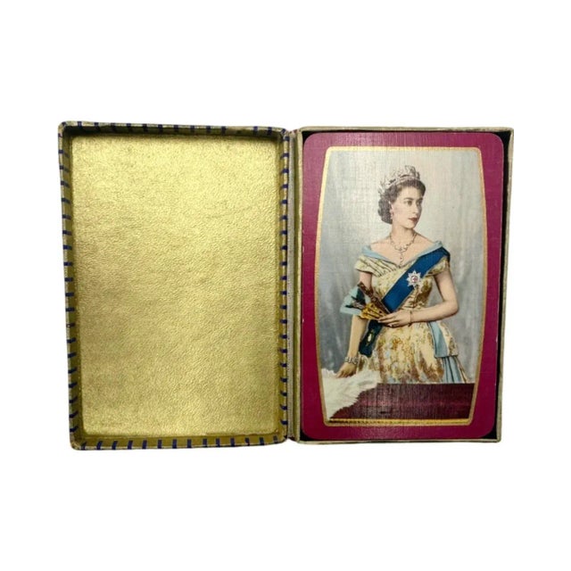 1950s Queen Elizabeth II Coronation 1953 Royal Playing Cards Uk Poker Deck For Sale - Image 5 of 12