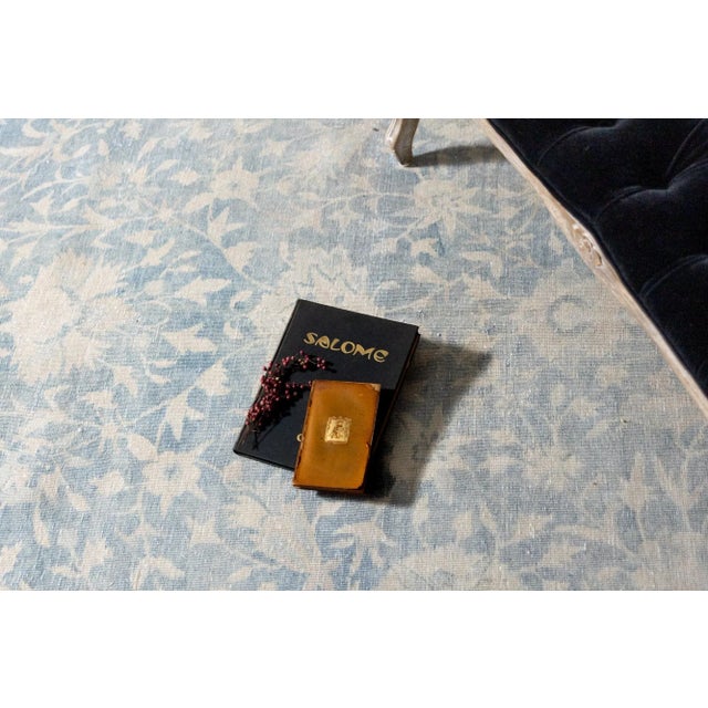 Contemporary 1930s Vintage Allover Floral Botanical Blue Beige Hand-Knotted Wool Rug - 12’9” X 15’8” For Sale - Image 3 of 9