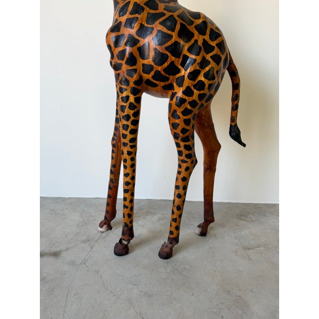 Tall - Vintage Leather-Wrapped Giraffe Sculpture For Sale - Image 10 of 12