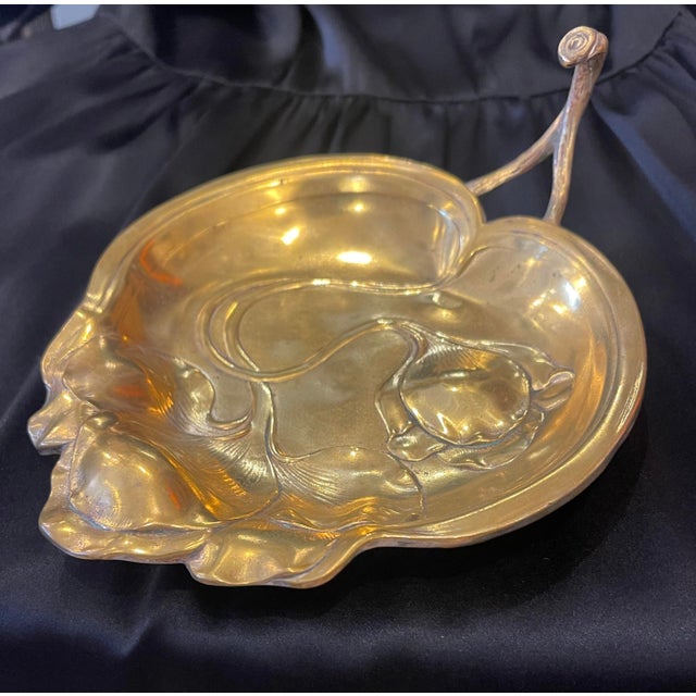 Antique Art Nouveau Bronze Cup Representing Flowers, Signed For Sale - Image 13 of 13