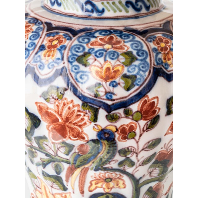 Delft Chinoiserie Polychrome Table Lamp by Tichelaar Makkum, 1950s For Sale - Image 12 of 15