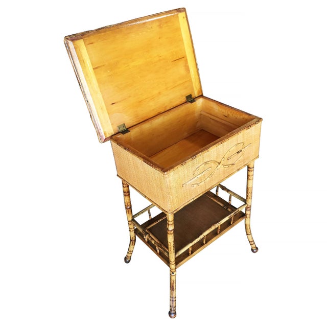 Restored Vintage Antique Tiger Bamboo Pedestal With Storage Box Chairish