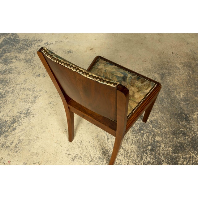 Set of 12 French Art Deco Walnut Dining Chairs With Botanical Upholstery, 1930s For Sale - Image 14 of 18