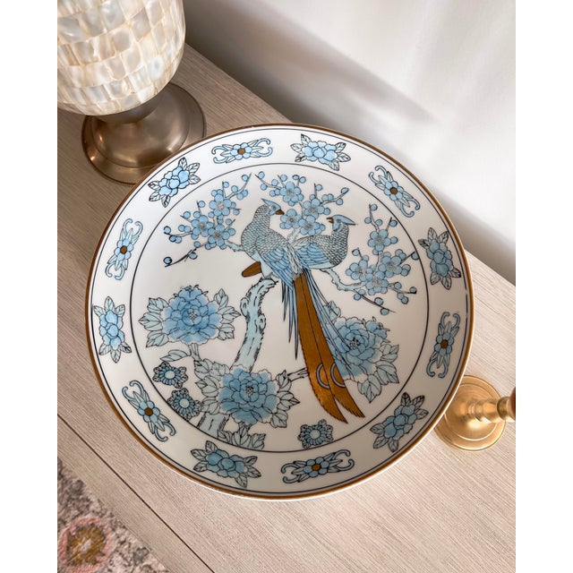 Japanese Japanese Gold Imari Porcelain Charger With Two Birds & Florals For Sale - Image 3 of 7