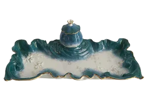 Antique Paris Porcelain Inkwell or Catchall